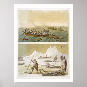 Póster Groenlandia: Pesca de la ballena y caza de focas,