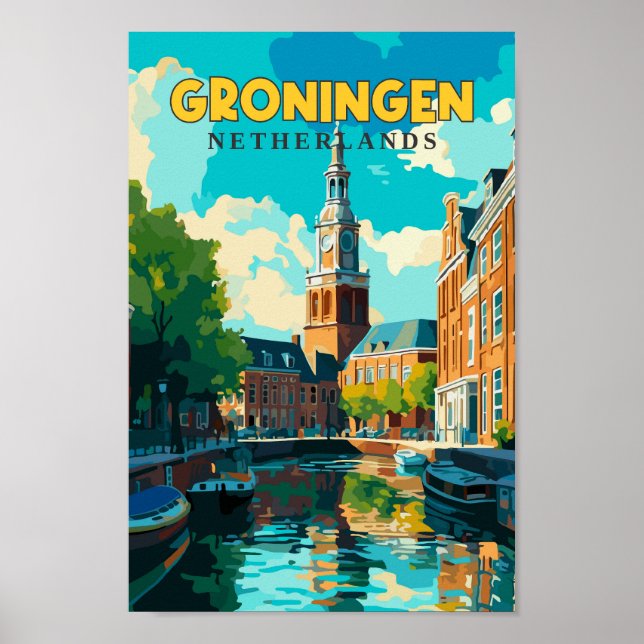 Póster Groningen Netherlands Travel Art Vintage (Frente)