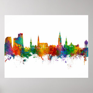 Póster Groningen Skyline Países Bajos