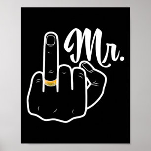 Póster Groom Acaba De Casarse Boda Honeymoon Ring Finger