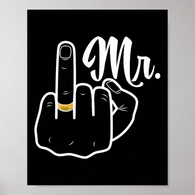 Póster Groom Acaba De Casarse Boda Honeymoon Ring Finger  (Frente)
