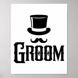 Póster Groom Bacheler Party Top Hat Boda Funny Matchin