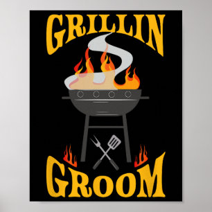 Póster Groom Bbq Grill Smoker Y Chef De Barbacoa