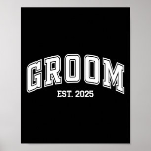 Póster Groom Bride Est. 2025 Retro Sólo Parejas Casadas W
