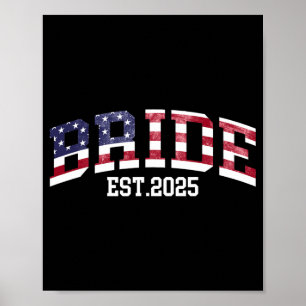 Póster Groom Bride Est. Bandera De Estados Unidos De 2025
