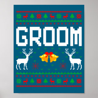 Póster Groom bride married couple ugly christmas sweater 