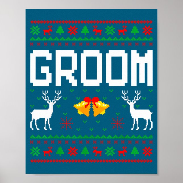 Póster Groom bride married couple ugly christmas sweater  (Frente)