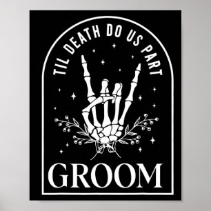Póster Groom Bride Skeleton Rock Hand Boda Hal
