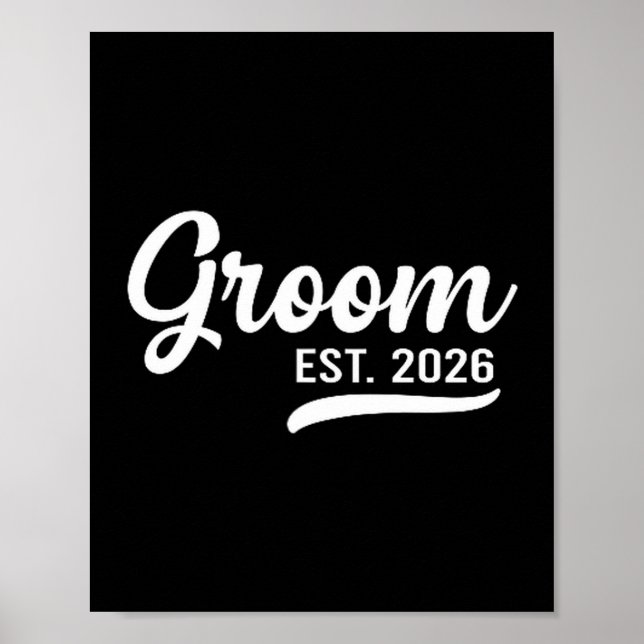 Póster Groom Est 2026 Just Married Honeymoon Wedding Groo (Frente)