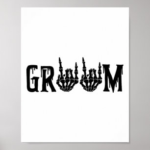 Póster Groom Skeleton Hand Bride Boda Bachel