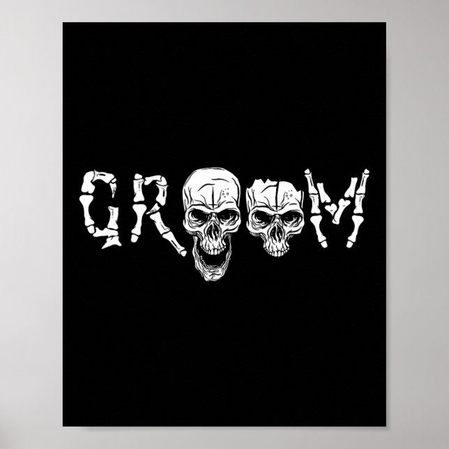 Póster Groom - Skeleton Skull Halloween Wedding Chelor  (Frente)