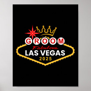 Póster Groom Vegas Bachelor Party Group 2025 Casado En V