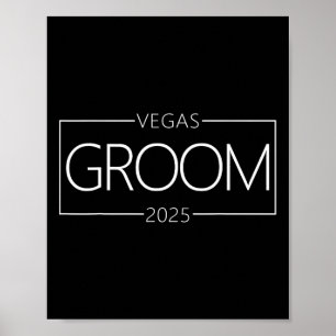 Póster Groom Vegas Bachelor Party Group 2025 Casado En V