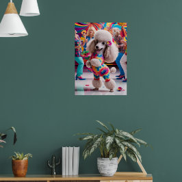 Póster Groovie Hippie 60 bailando de caniche en la disco