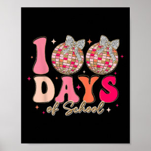 Póster Groovy 100 Días De Coqueta Escolar, Dura 100 Días