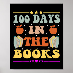 Póster Groovy 100 Días En Los Libros 100º Día De La Escue