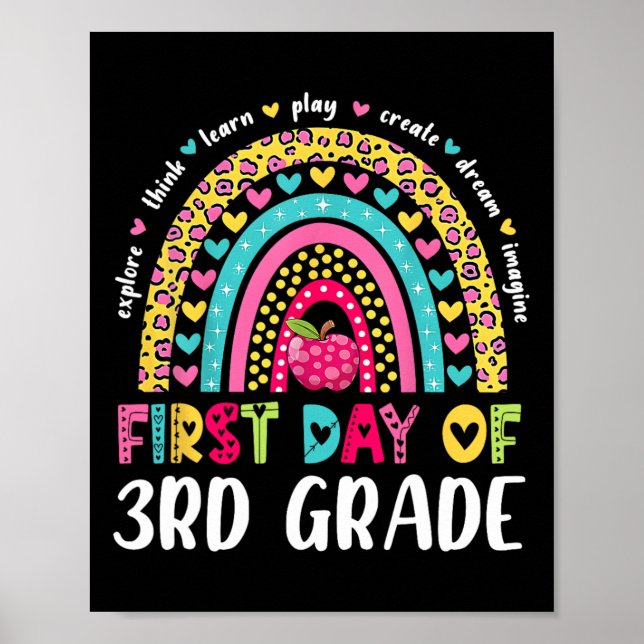 Póster Groovy 3º Grado De Vuelta A La Escuela Primer Día  (Frente)