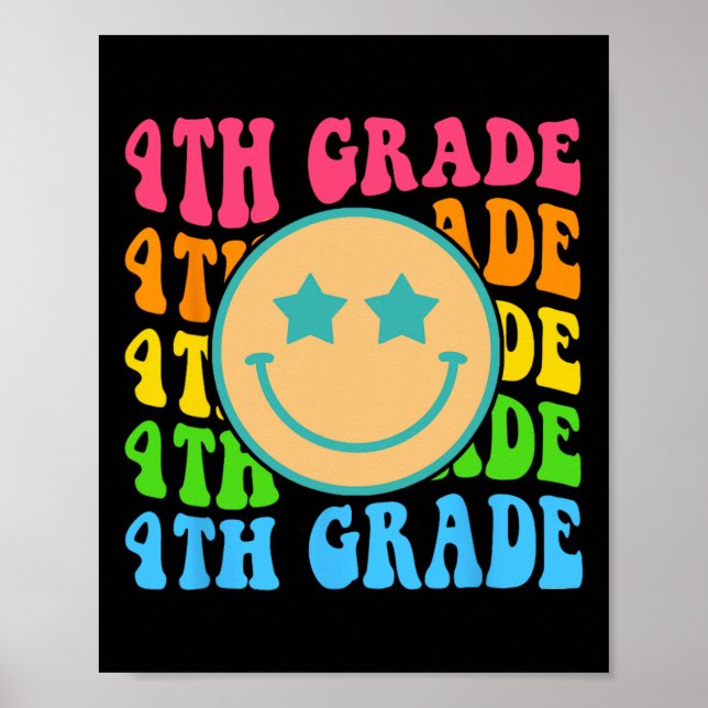 Póster Groovy 4º Grado Vibes Enfrenta A Profesores Retro (Frente)
