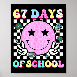 Póster Groovy 67 Días De Colegio Cara Sonriente Profesor