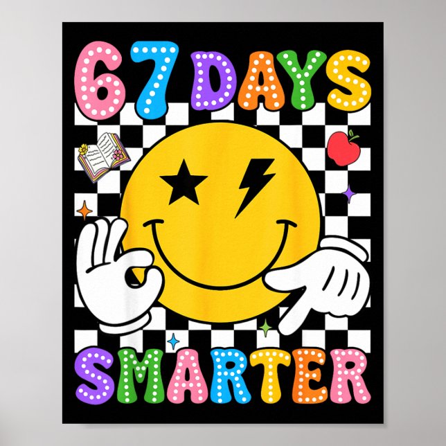 Póster Groovy 67th Day Of School Shirt 67 Days Smarter Te (Frente)