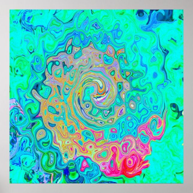 Póster Groovy Abstract Retro Arcoiris Liquido Swirl (Frente)