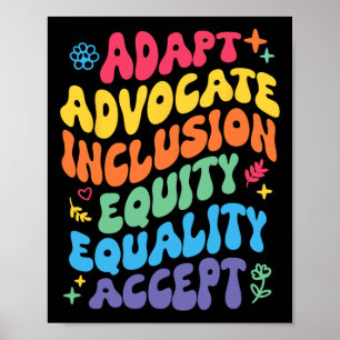 Póster Groovy Adapt Advocate Inclusion Equity Equality Ac
