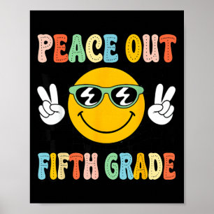 Póster Groovy Adiós 5º Quinto Grado Graduación Último