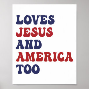 Póster Groovy Ama A Jesús Y A Estados Unidos A Dios Crist