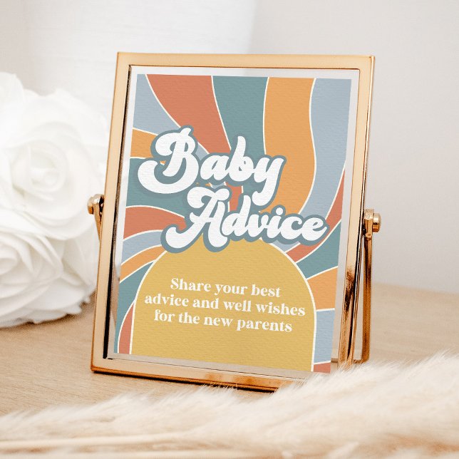 Póster Groovy Baby Advice Retro Sunshine Baby Shower (Subido por el creador)