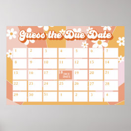 Póster Groovy Baby Retro Sunshine Baby Shower Fecha de ve