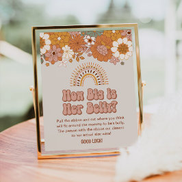 Póster Groovy Baby Shower Qué Grande Es Su Juego De Belly