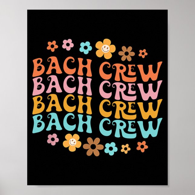Póster Groovy Bach Crew Funny Bachelorette Bridal Party (Frente)