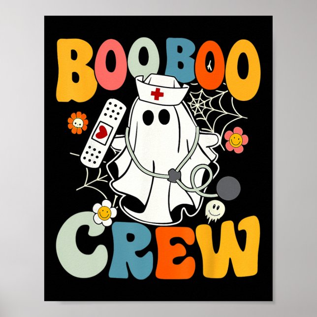 Póster Groovy Boo Boo Crew Enfermera Graciosas Fantasmas (Frente)
