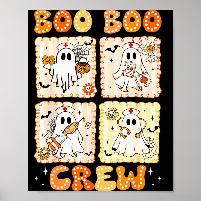 Póster Groovy Boo Boo Crew Nurse Funny Ghost Women Hallow (Frente)