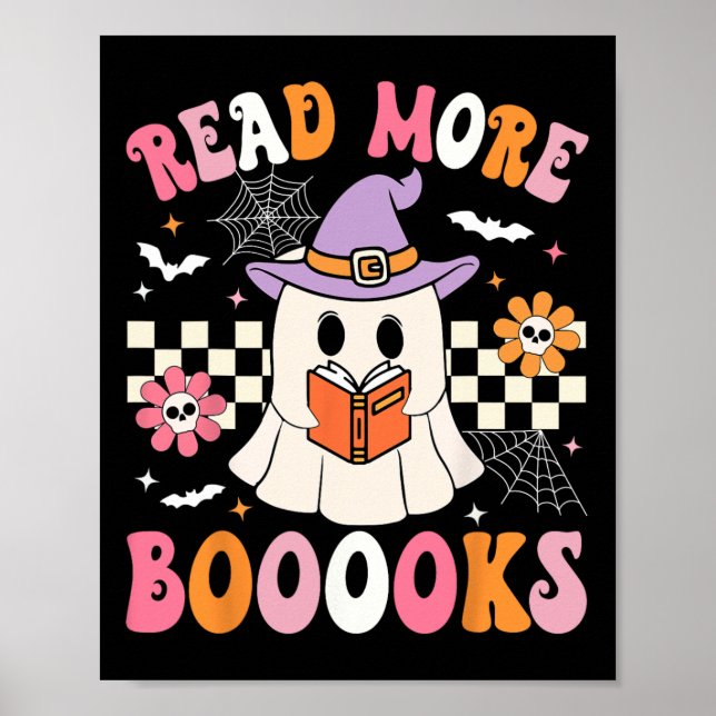 Póster Groovy Booooks Ghost Leer más libros Un profesor g (Frente)
