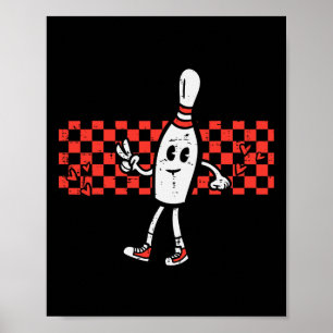 Póster Groovy Bowling Pin Peace Retro Bowler Niños Yo