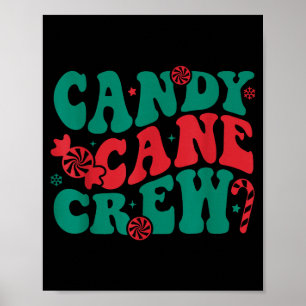 Póster Groovy Candy Cane Crew Grupo Familiar Combinado Sq