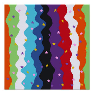Póster Groovy Celestial Stripe Bold Colorful Resumen