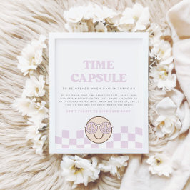 Póster Groovy Chica Checkered Happy Face | Cápsula de tie