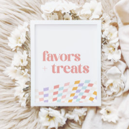 Póster Groovy Chica verificó los favores y tratamientos r