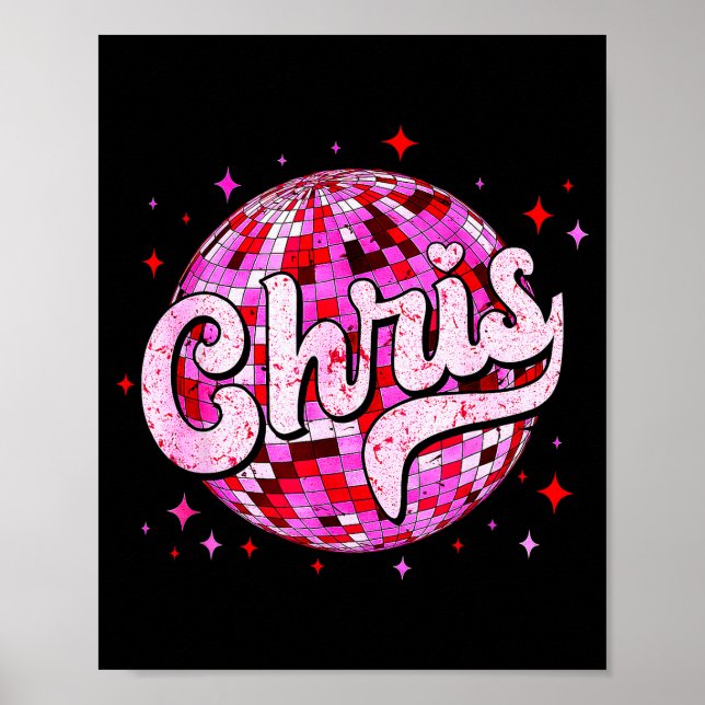 Póster Groovy Chris First Name D I Love Chris Tees Meme  (Frente)