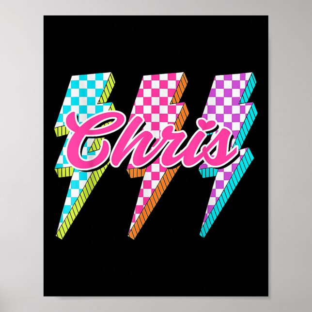 Póster Groovy Chris Lightning Bolt Checkered I Love Meme  (Frente)