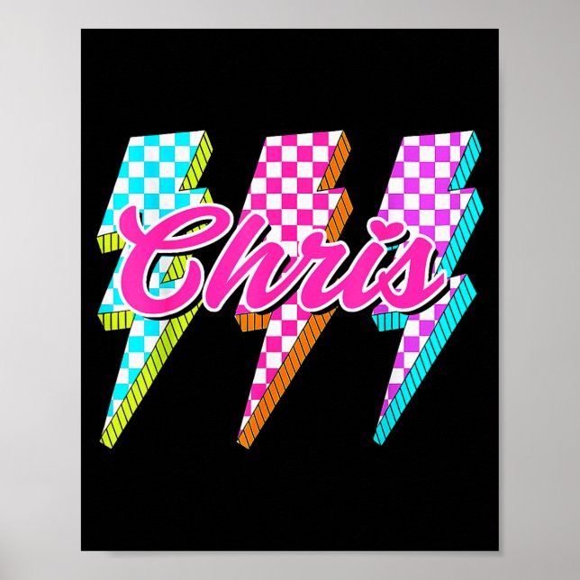 Póster Groovy Chris Lightning Bolt Checkered I Love Meme  (Frente)