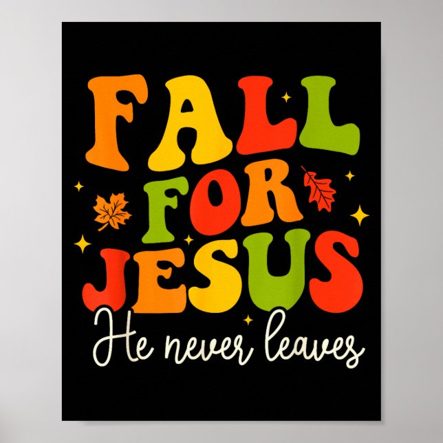 Póster Groovy Christian Sayings Halloween Fall For Jesus  (Frente)