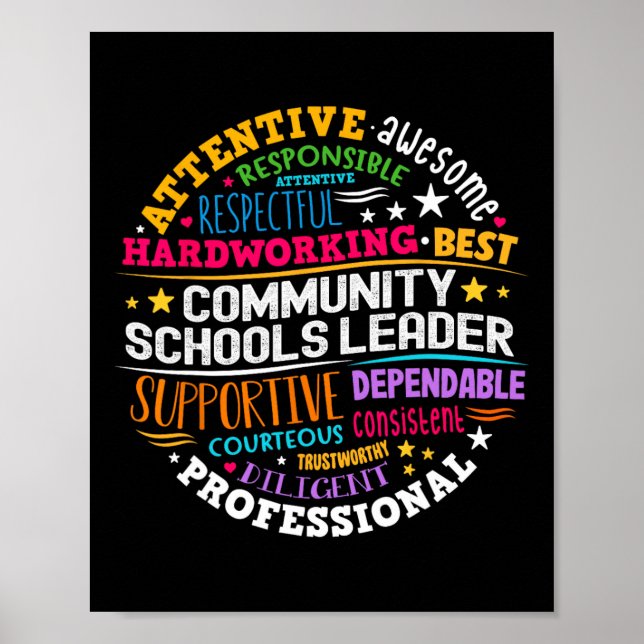 Póster Groovy Community Schools Leader Spreading Positivi (Frente)