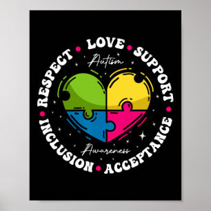 Póster Groovy Conciencia del Autismo Respeto Amor Apoyo A