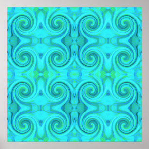 Póster Groovy Cool Abstract Aqua Liquid Art Swirl Pattern