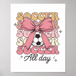 Póster Groovy Coqueta de Fútbol Lazo Amante del Fútbol To