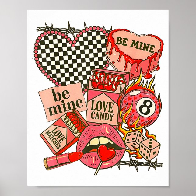 Póster Groovy Coquette Western Valentines Day Collage Cli (Frente)
