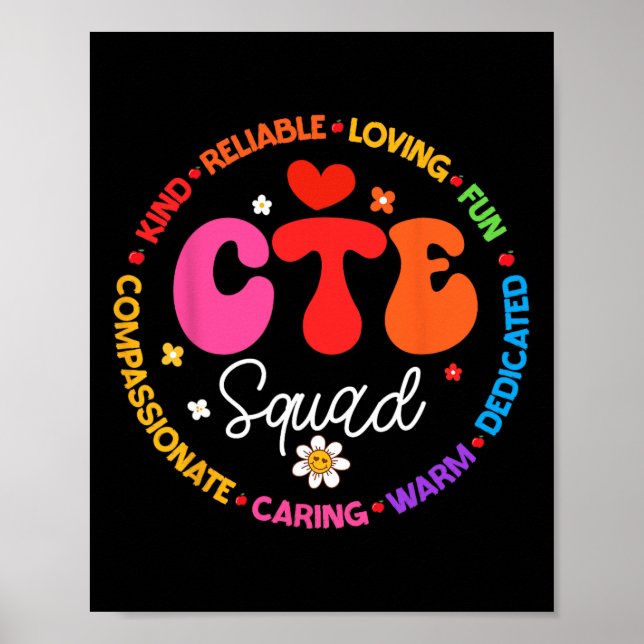 Póster Groovy Cte Squad Teacher Back To School Teachers S (Frente)